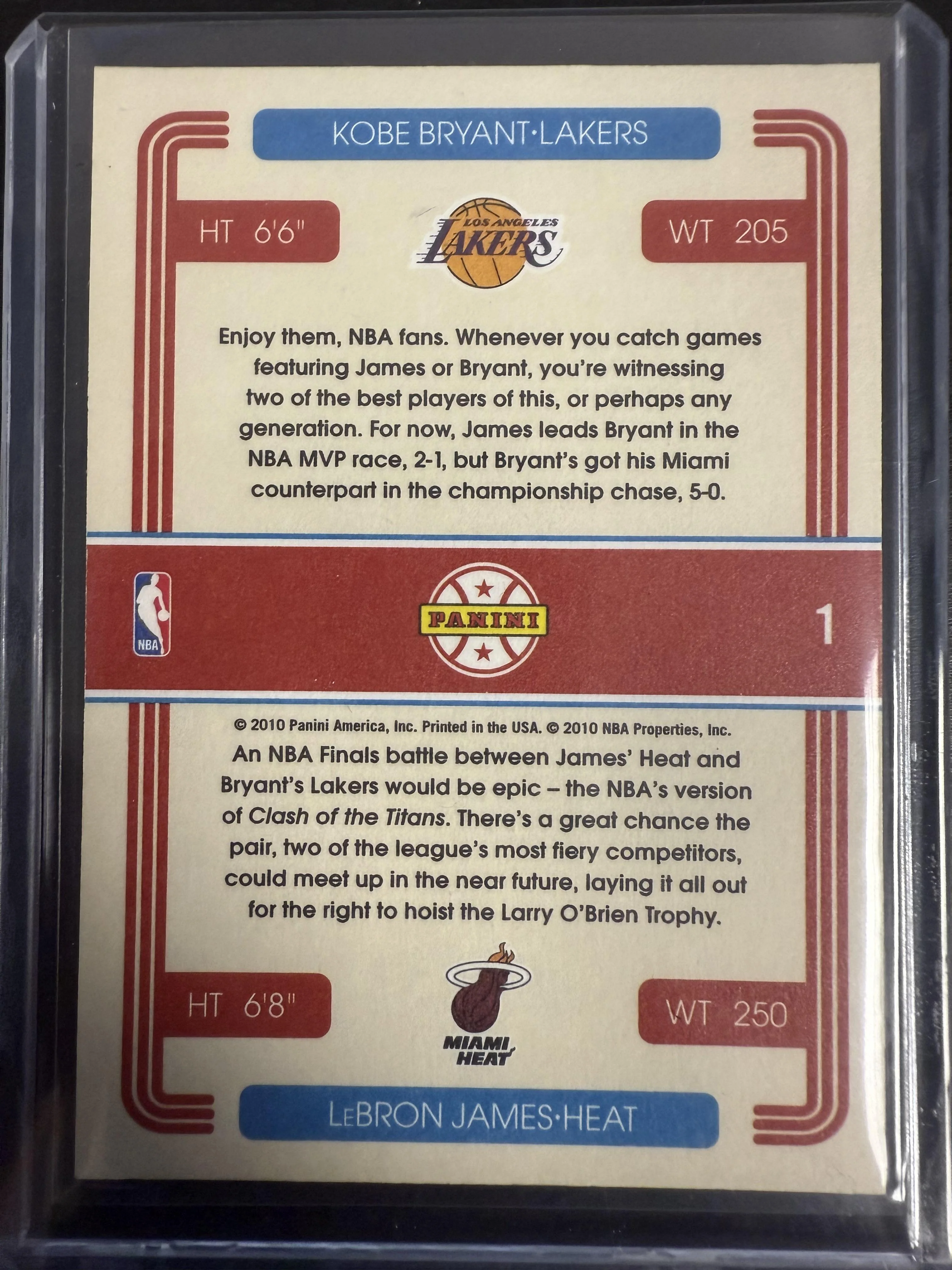 2010-11 Donruss #1 Kobe Bryant / LeBron James Duos - Image 2