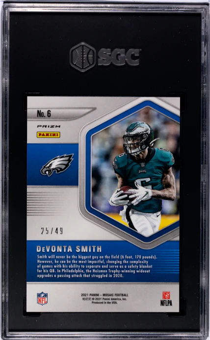 2021 Panini Mosaic #6 Devonta Smith Blue Chips Purple /49 SGC 9.5 - Image 2