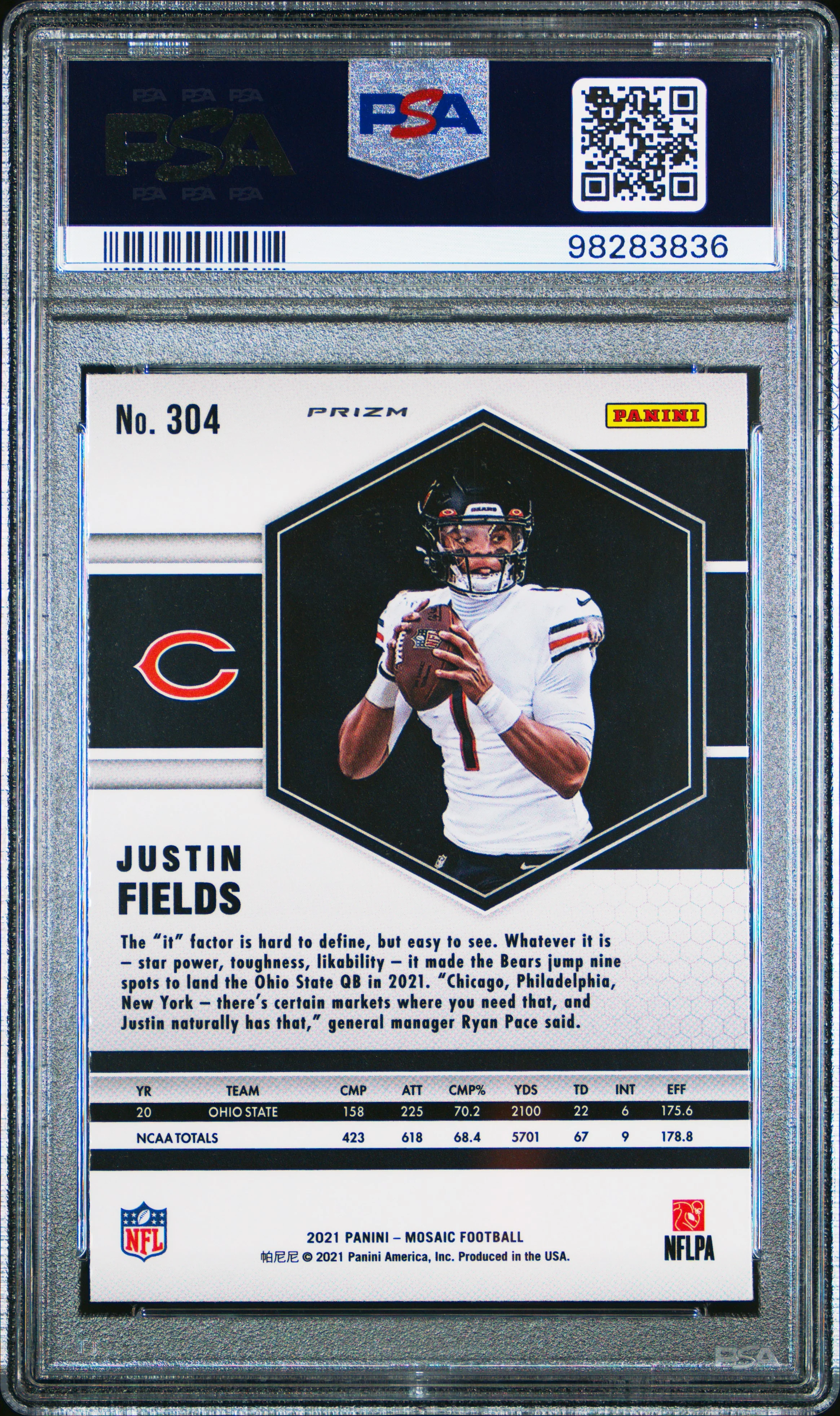 2021 Panini Mosaic Justin Fields #304 Silver (PSA 9) - Image 2