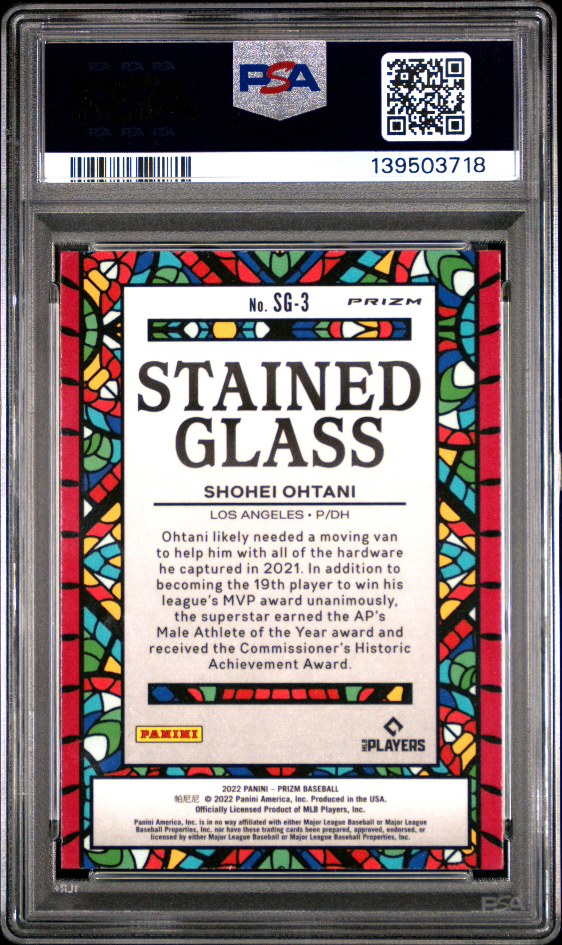 2022 Panini Prizm Stained Glass Shohei Ohtani R/W/B PSA 10 - Image 2