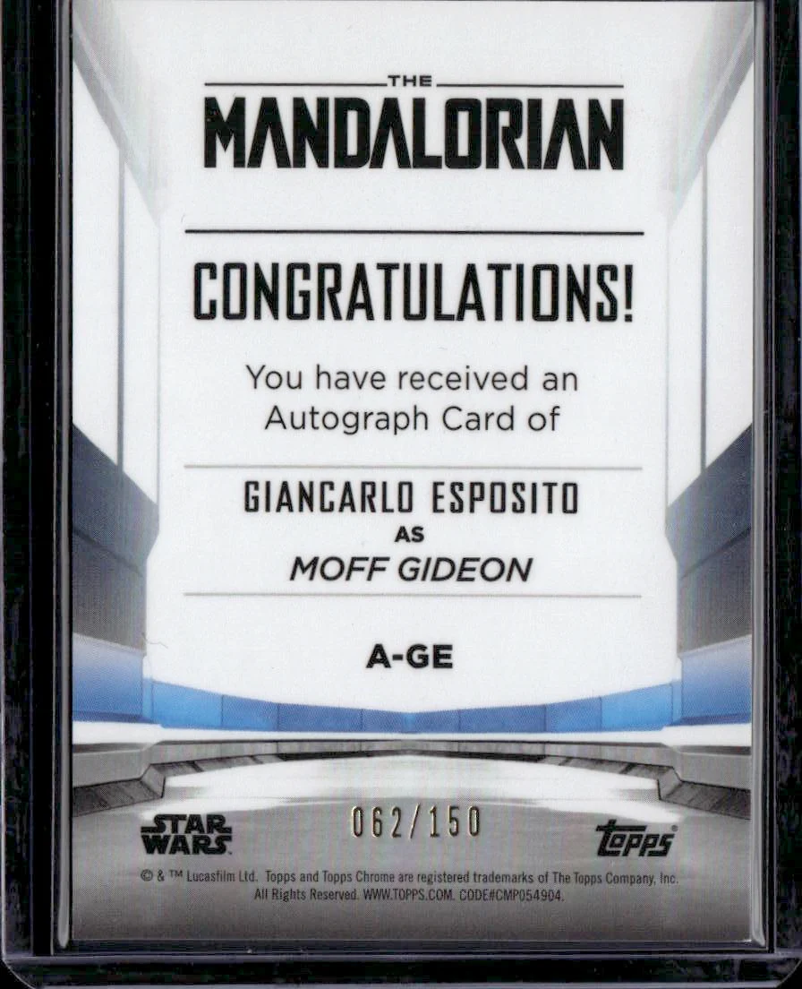 2022 Topps Chrome Star Wars Galaxy #GA-GE Giancarlo Esposito Autographs Blue - Image 4