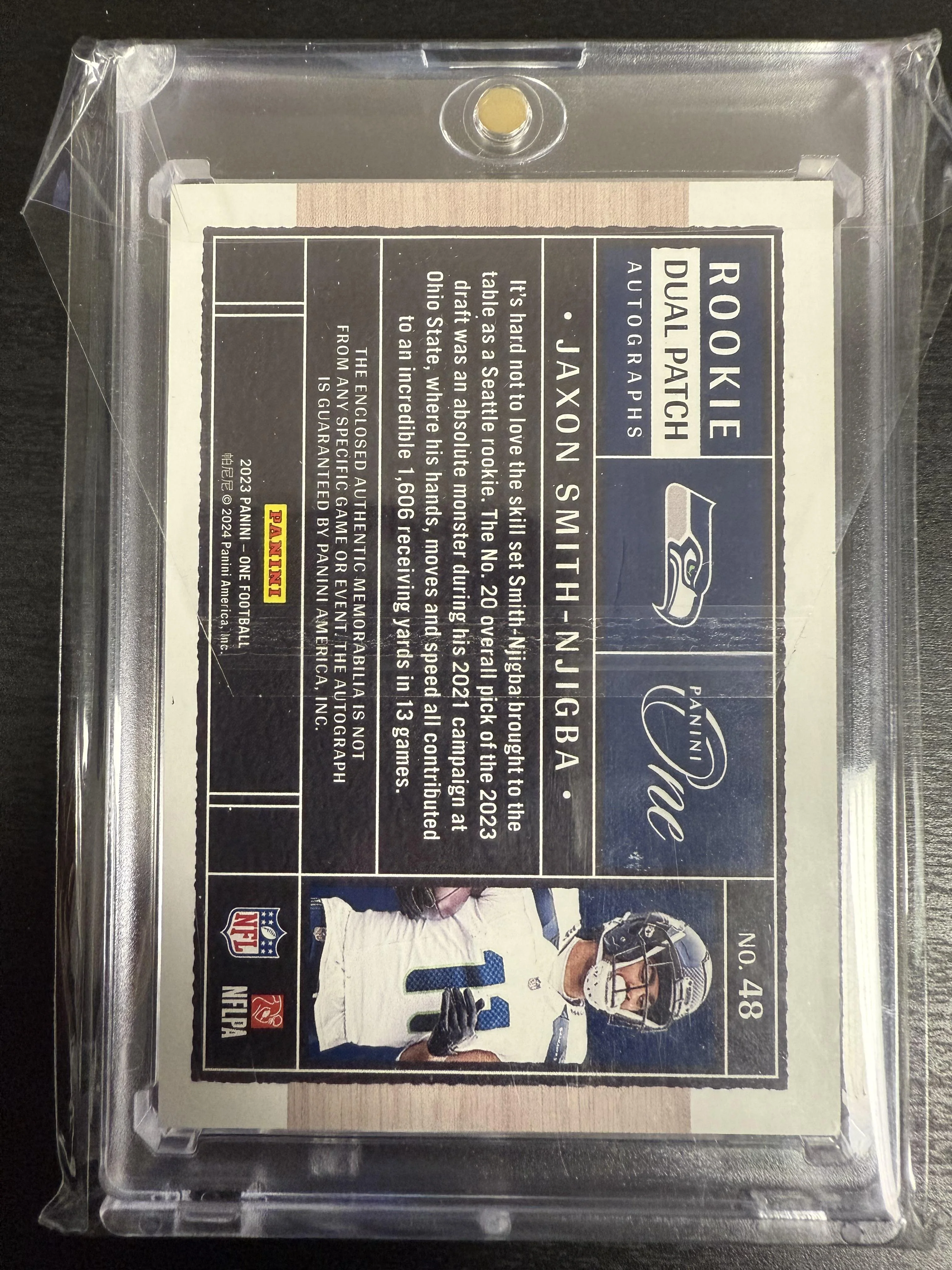 2023 Panini One Jaxon Smith-Njigba Rookie Dual Patch Autographs /99 #48 - Image 2