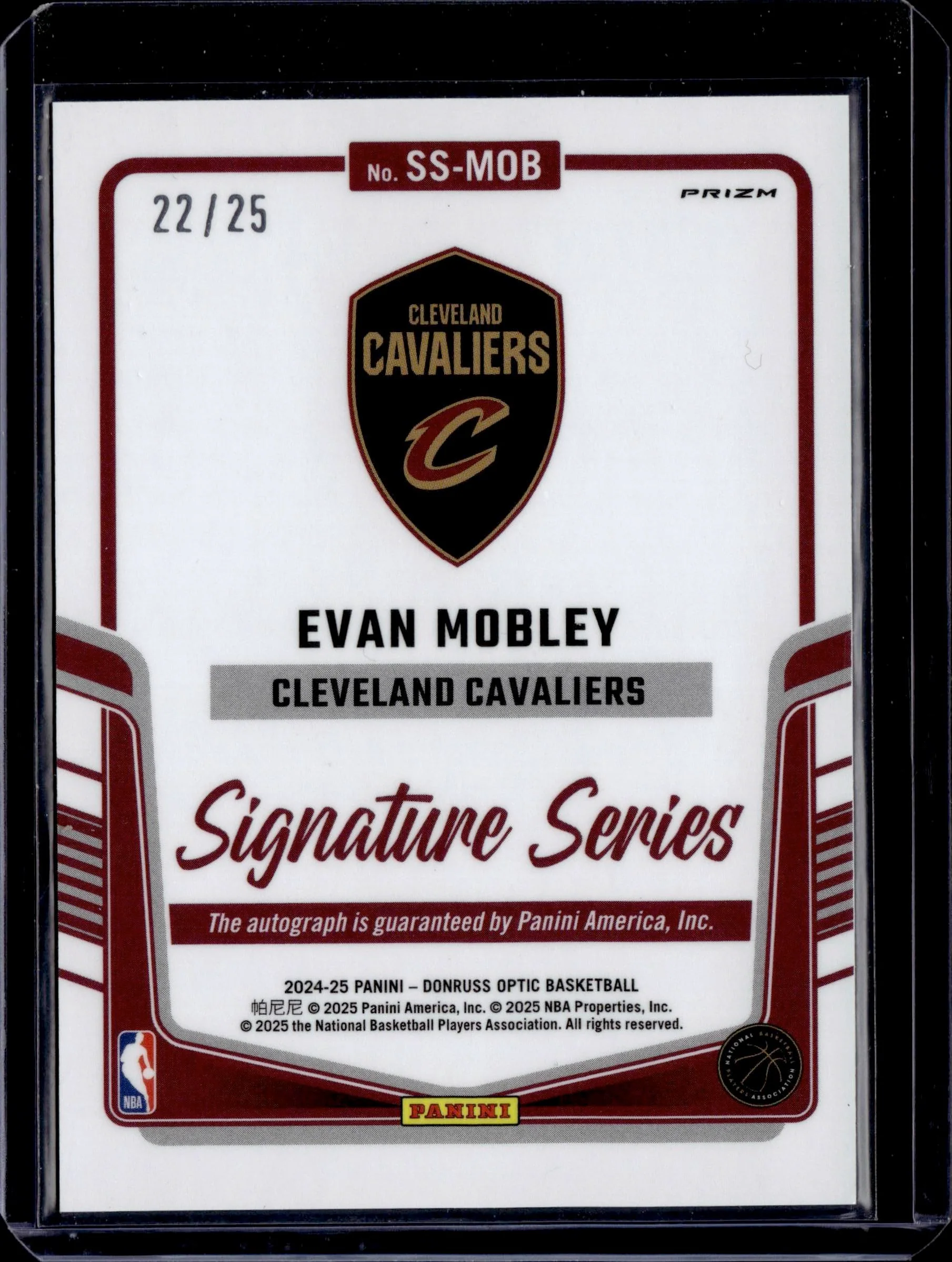 2024-25 Donruss Optic #SS-MOB Evan Mobley Signature Series Blue #/25 - Image 2