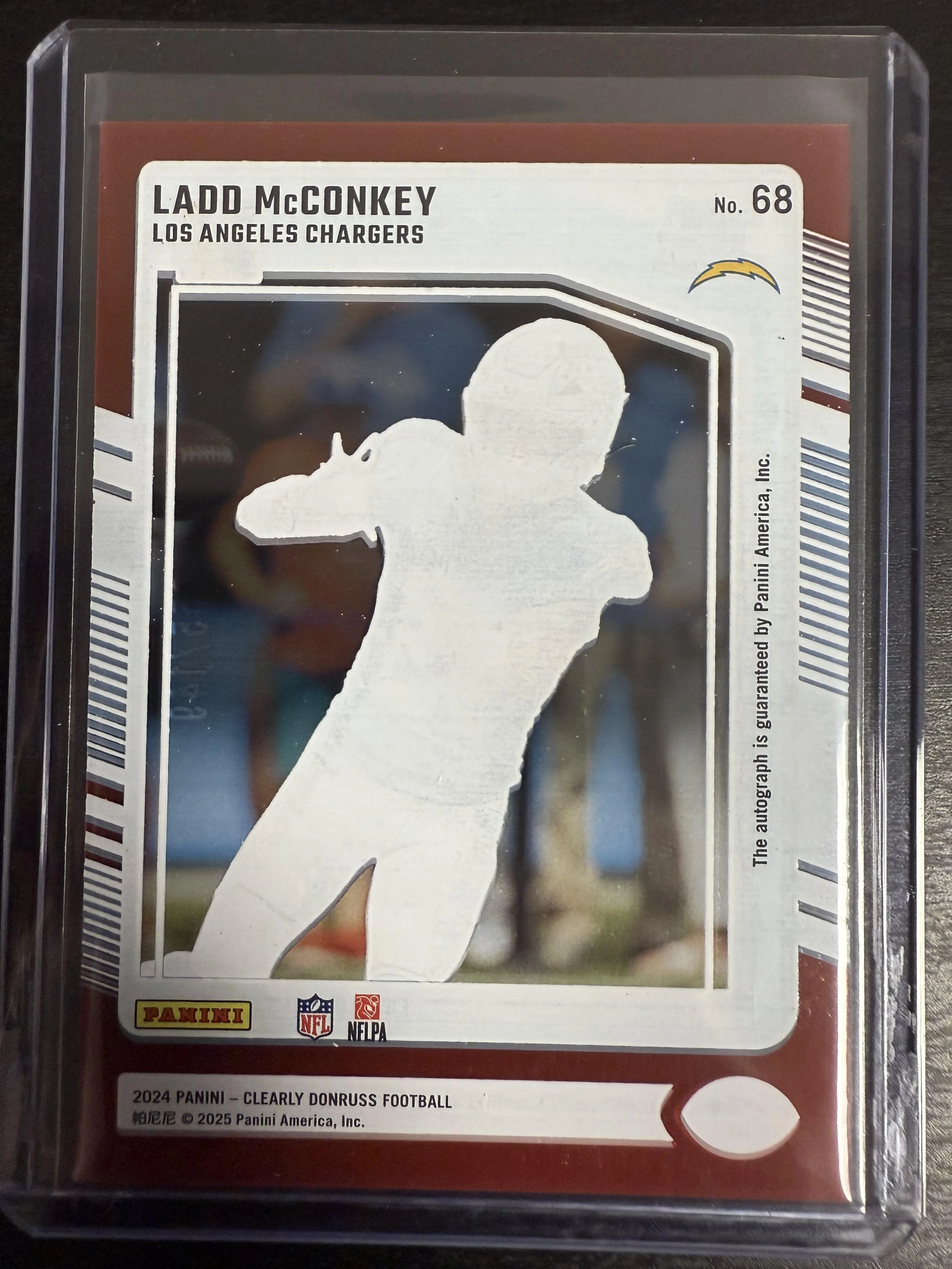 2024 Clearly Donruss #68 Ladd McConkey Clearly Rated Rookie Autographs Red #/149 - Image 2