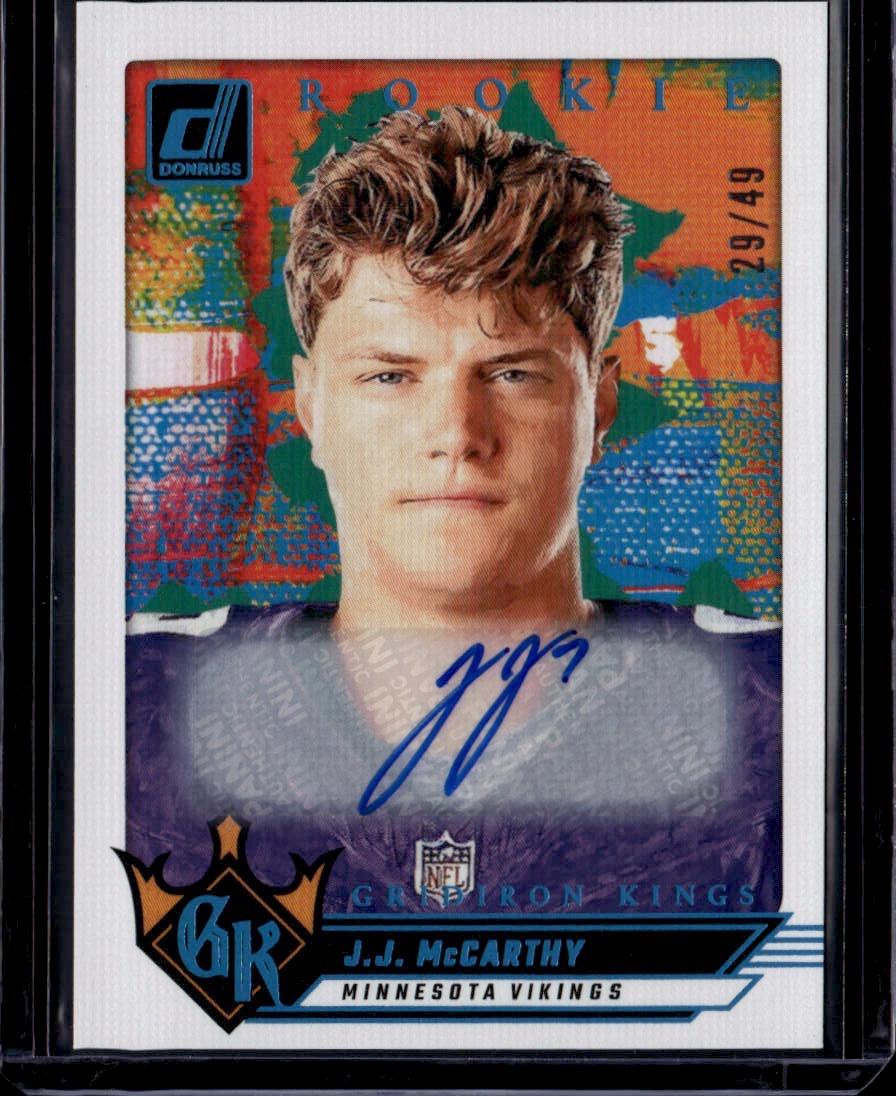 2024 Donruss #5 J.J. McCarthy Rookie Gridiron Kings Autographs #/49