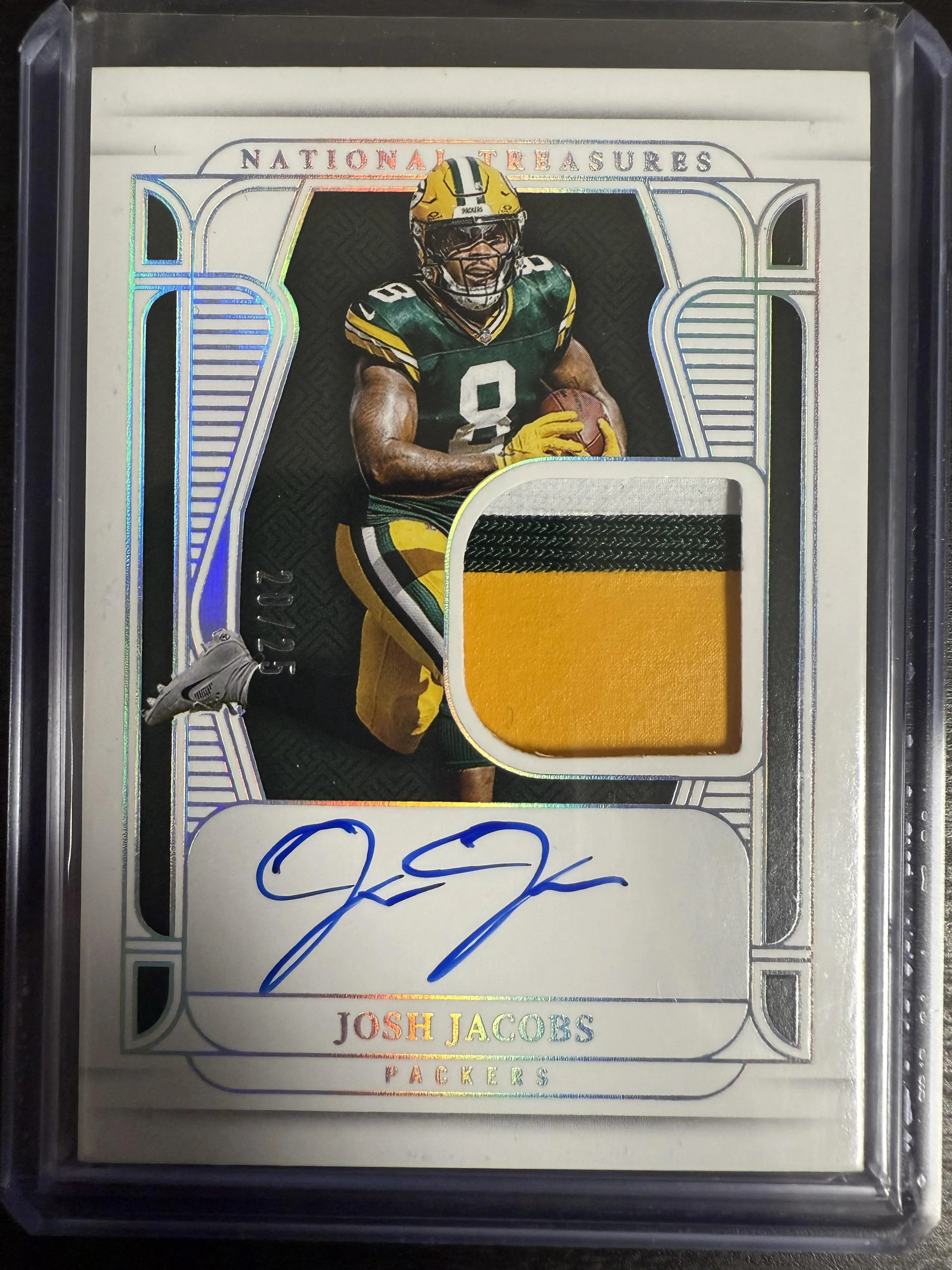 2024 National Treasures Josh Jacobs Material Treasures Auto /25 #MT-JJS