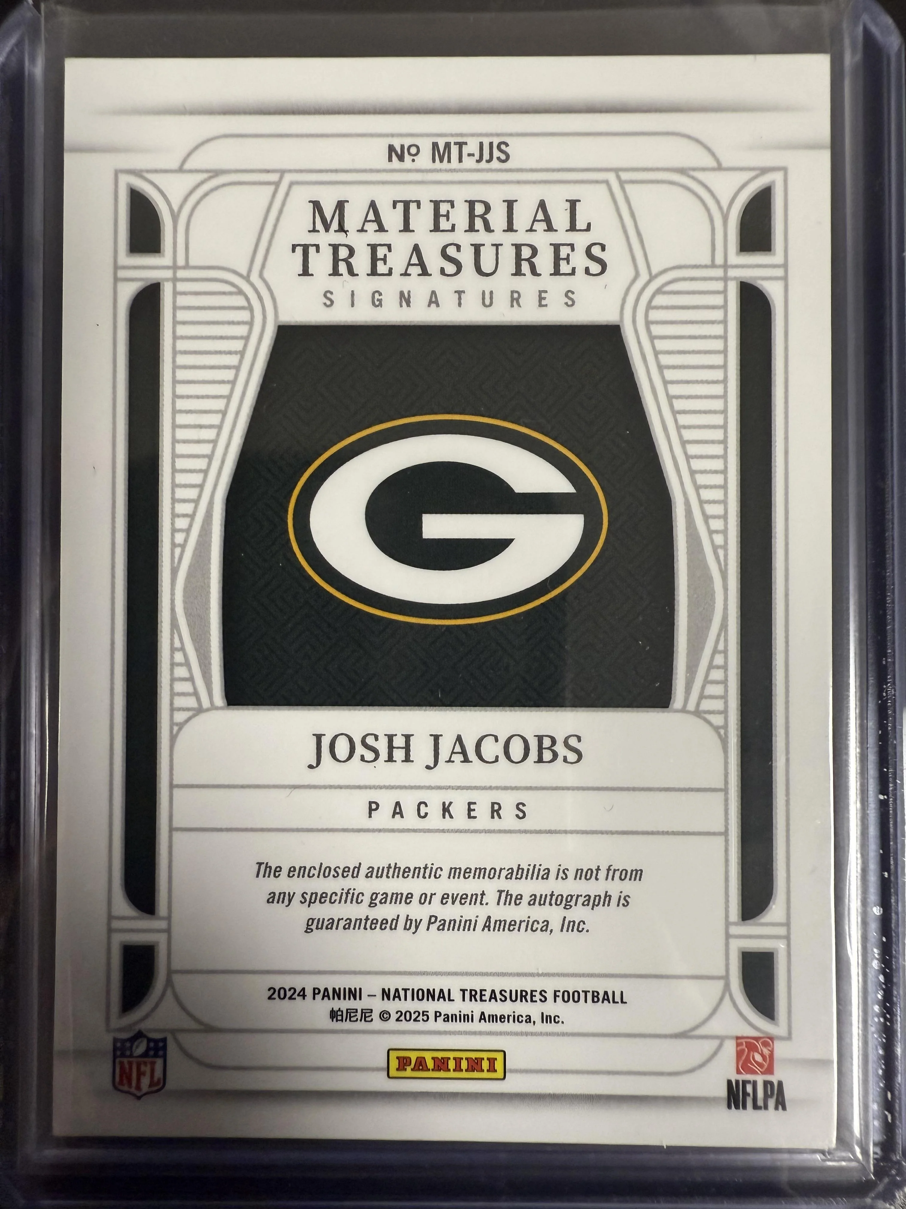 2024 National Treasures Josh Jacobs Material Treasures Auto /25 #MT-JJS - Image 2