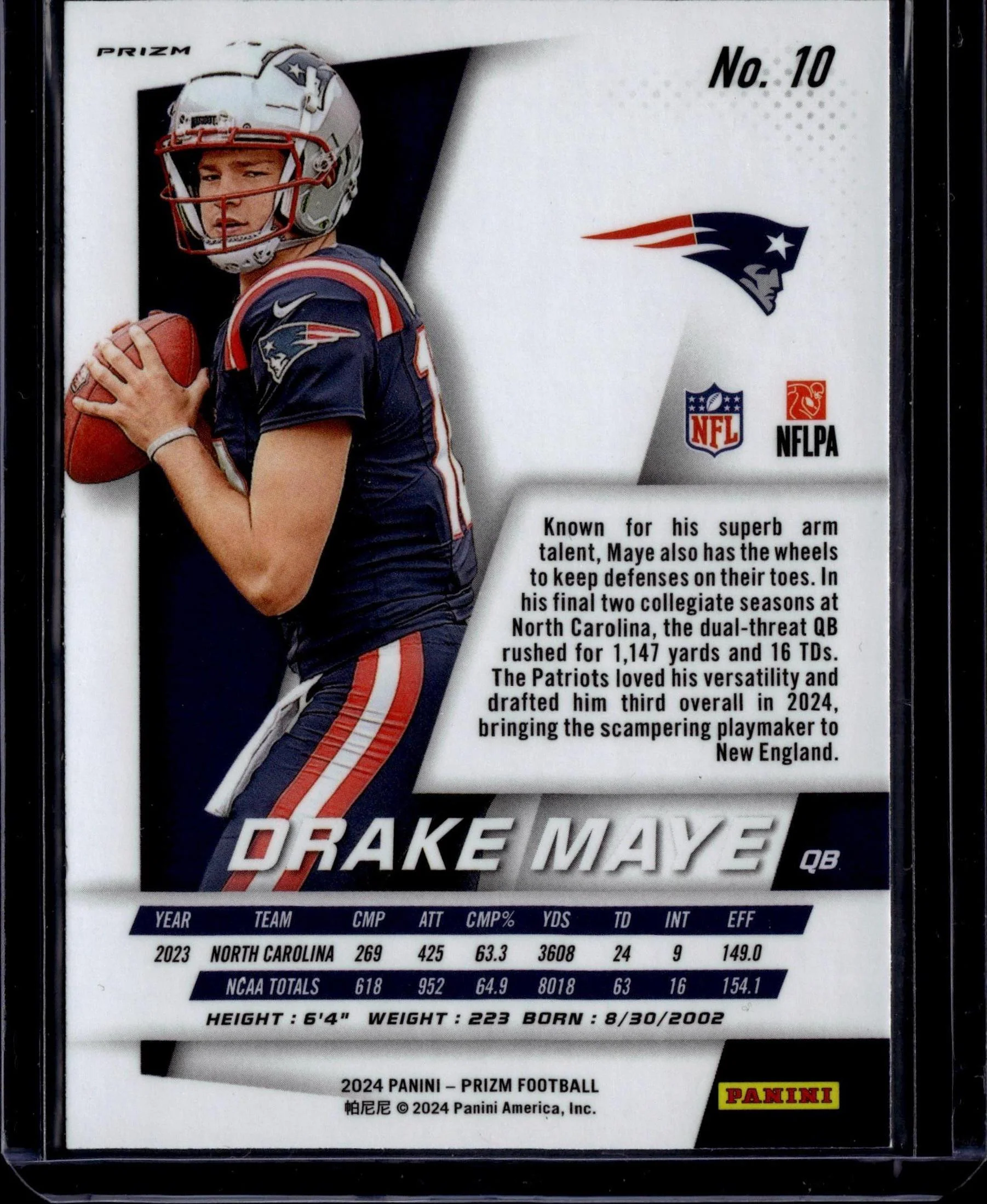 2024 Panini Prizm #10 Drake Maye Prizm Flashback Rookie Silver Prizm - Image 2