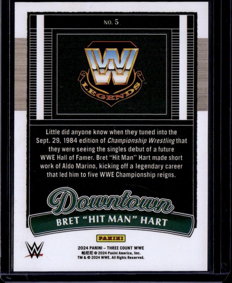 2024 Panini Three Count WWE #5 Bret "Hit Man" Hart Downtown - Image 2