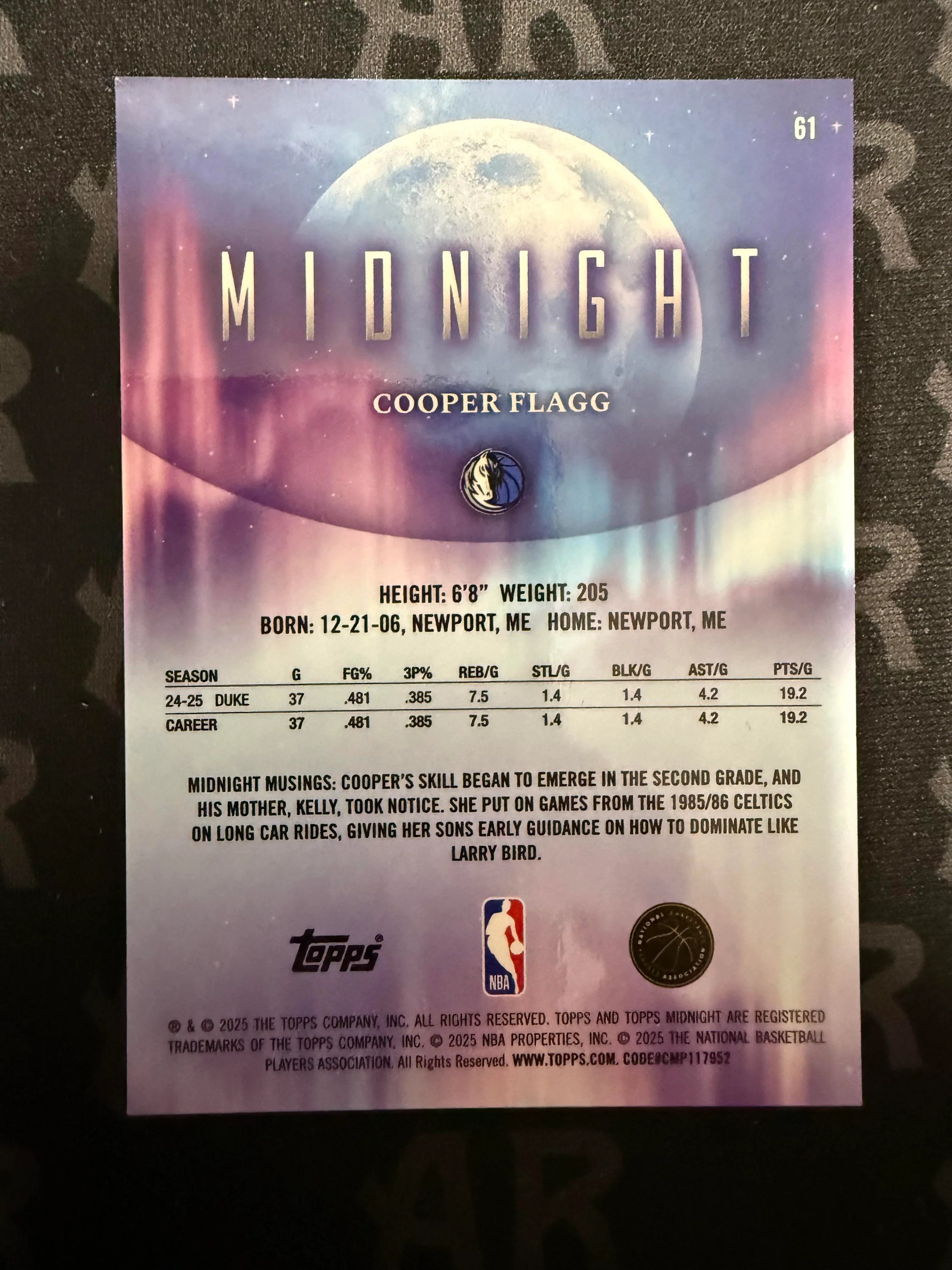 2025-26 Topps Midnight #61 Cooper Flagg - Image 6