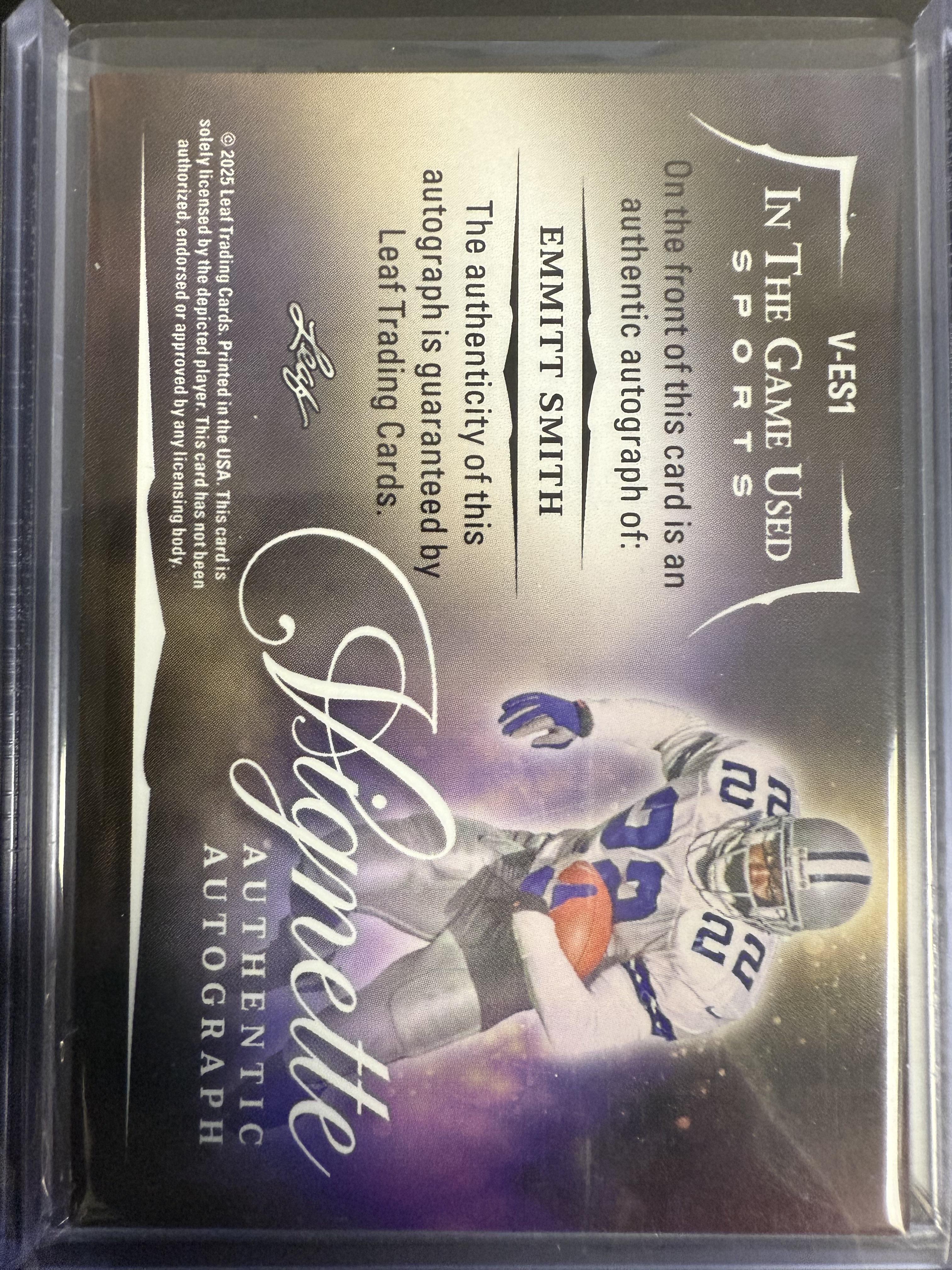 2025 Leaf In The Game Used - Vignette Auto Platinum Holo #V-ES1 Emmitt Smith - Image 2
