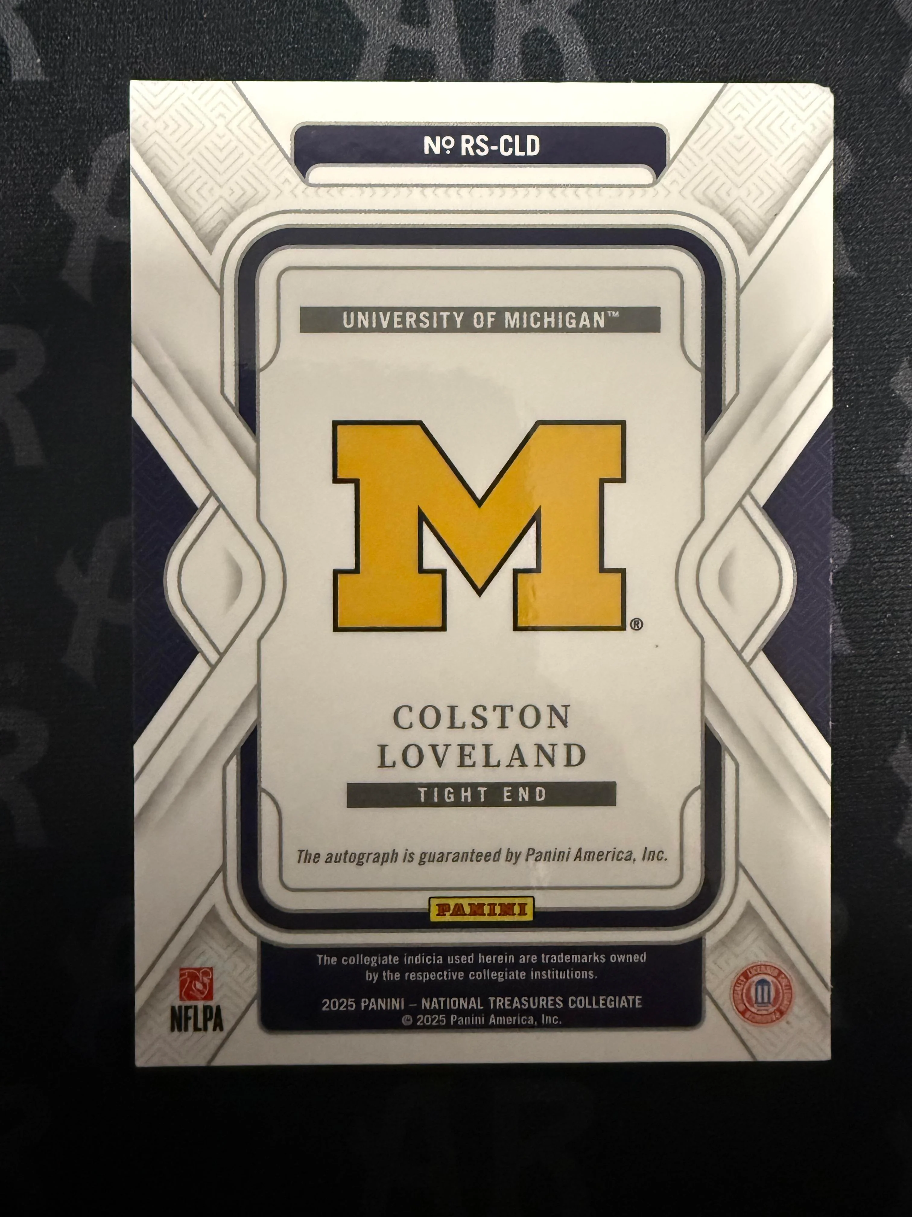 2025 National Treasures Collegiate Colston Loveland Rookie Signatures Silver /49 - Image 2