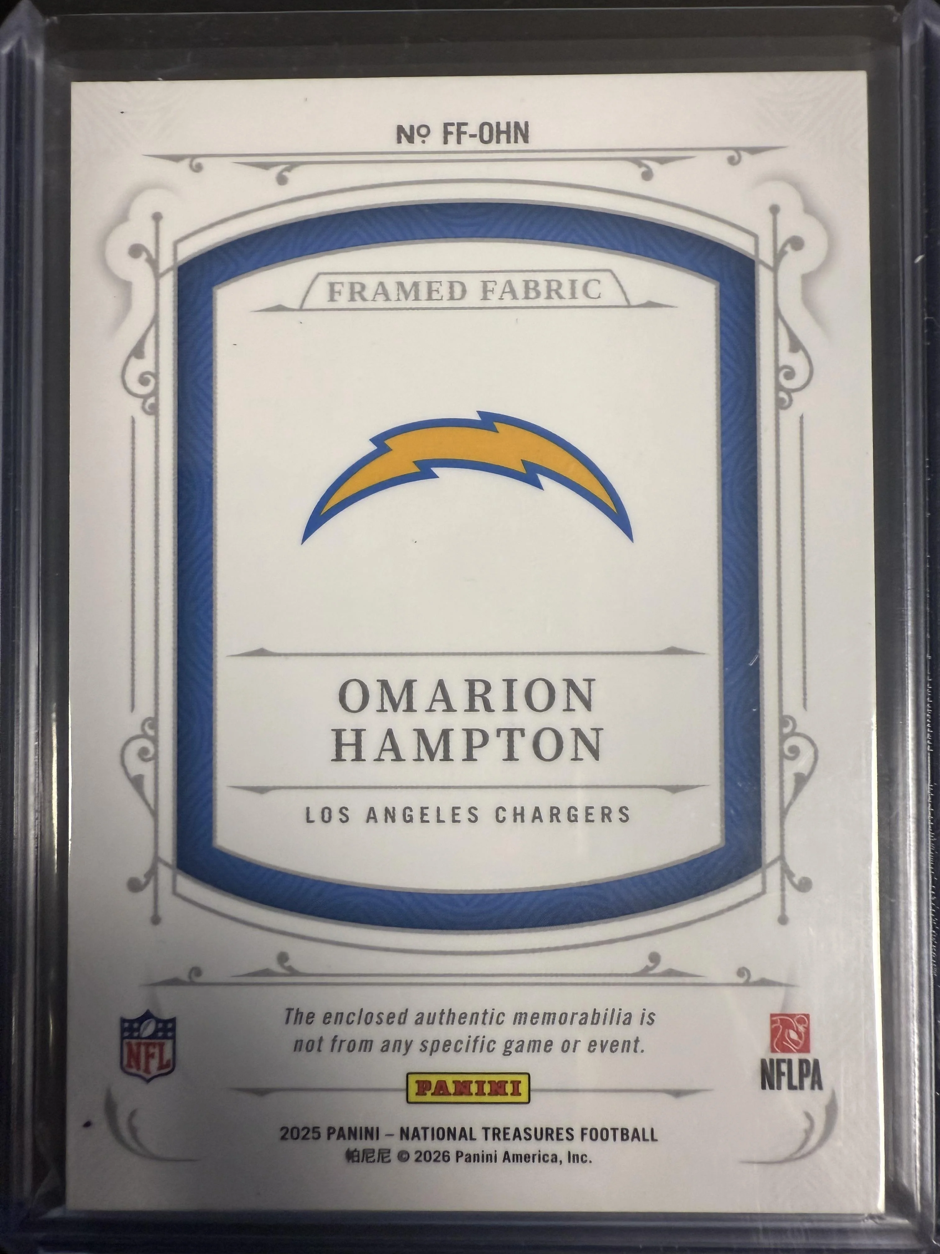 2025 National Treasures Omarion Hampton Framed Fabric /25 - Image 2