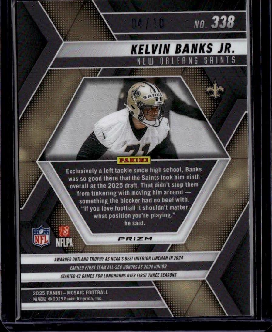 2025 Panini Mosaic #338 Kelvin Banks Jr. Mosaic Gold Wave #/10 - Image 2