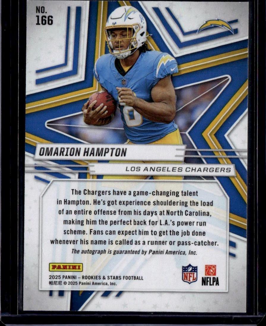 2025 Panini Rookies & Stars #166 Omarion Hampton True Blue /99 - Image 2