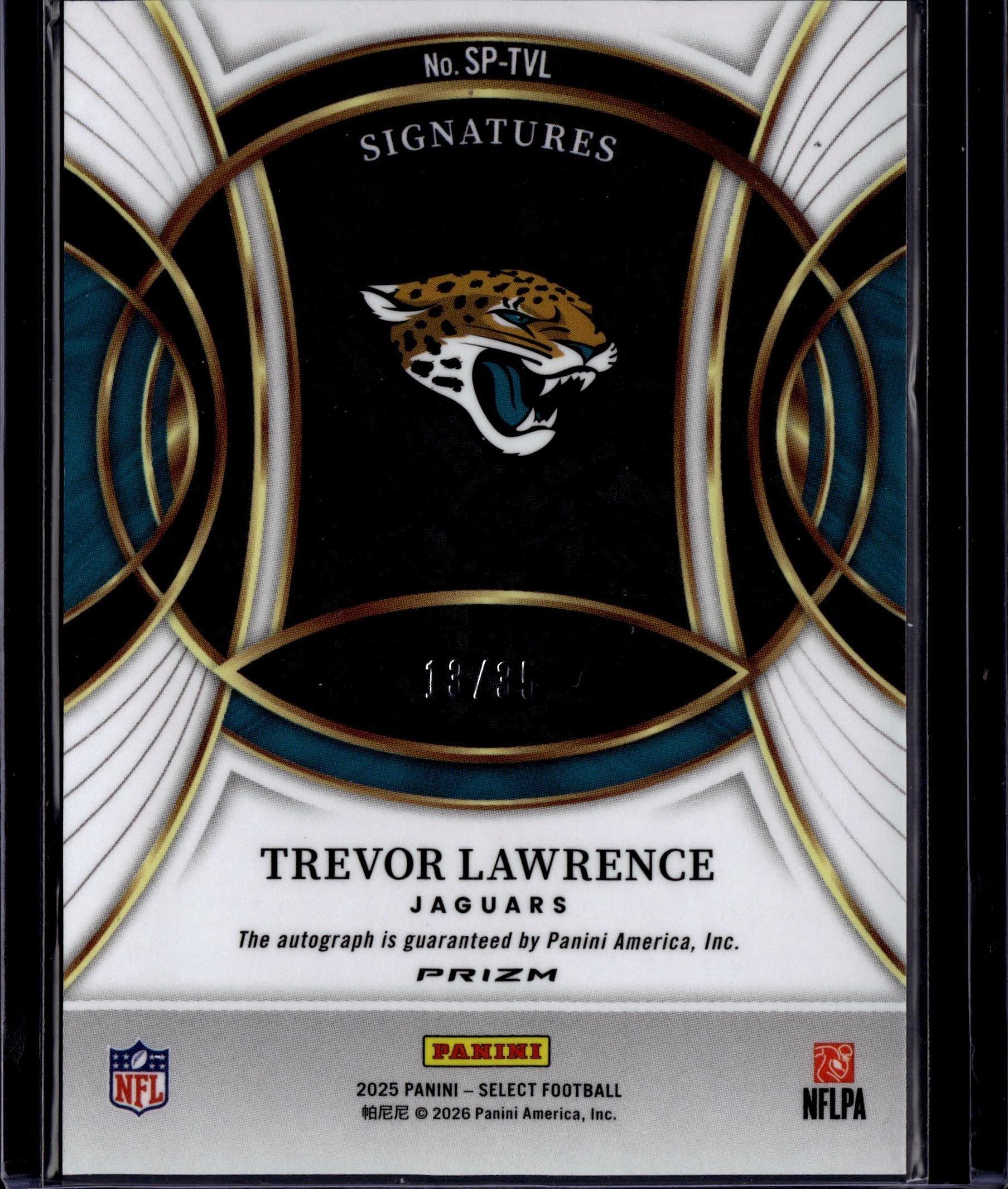 2025 Select Trevor Lawrence White Signatures Auto /35 #SP-TVL - Image 2