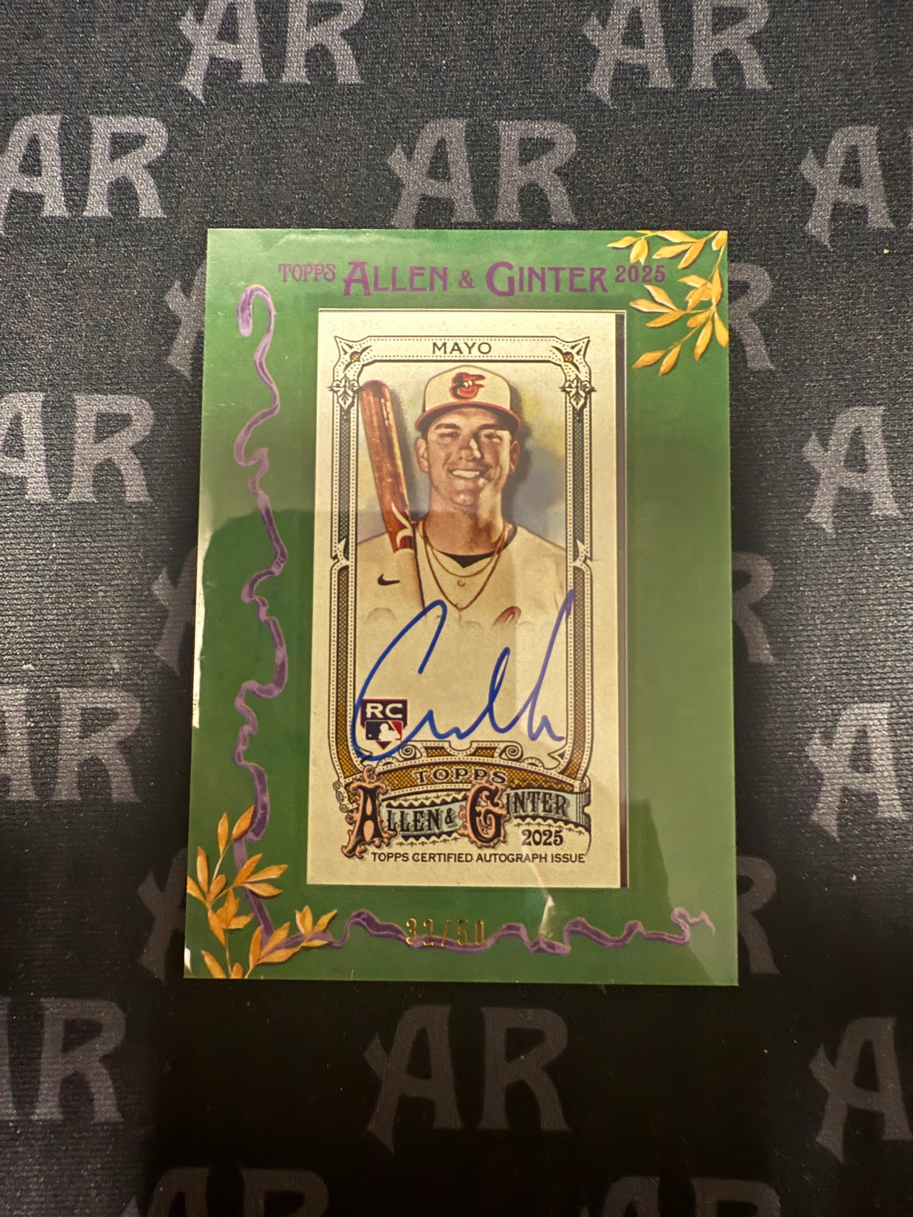 2025 Topps Allen & Ginter Coby Mayo Mini Autograph Green Framed /50