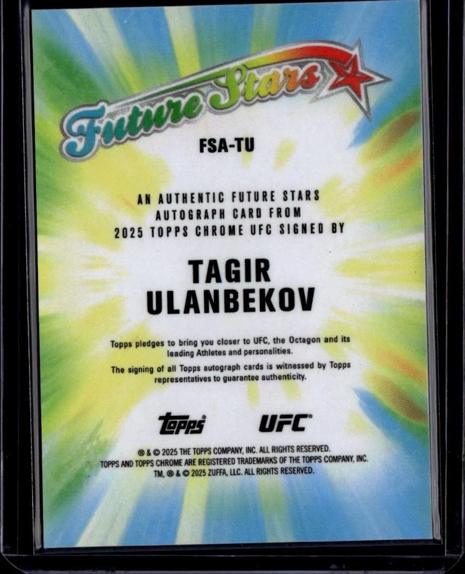 2025 Topps Chrome UFC Tagir Ulanbekov Future Stars Auto Black Refractor /10 - Image 2