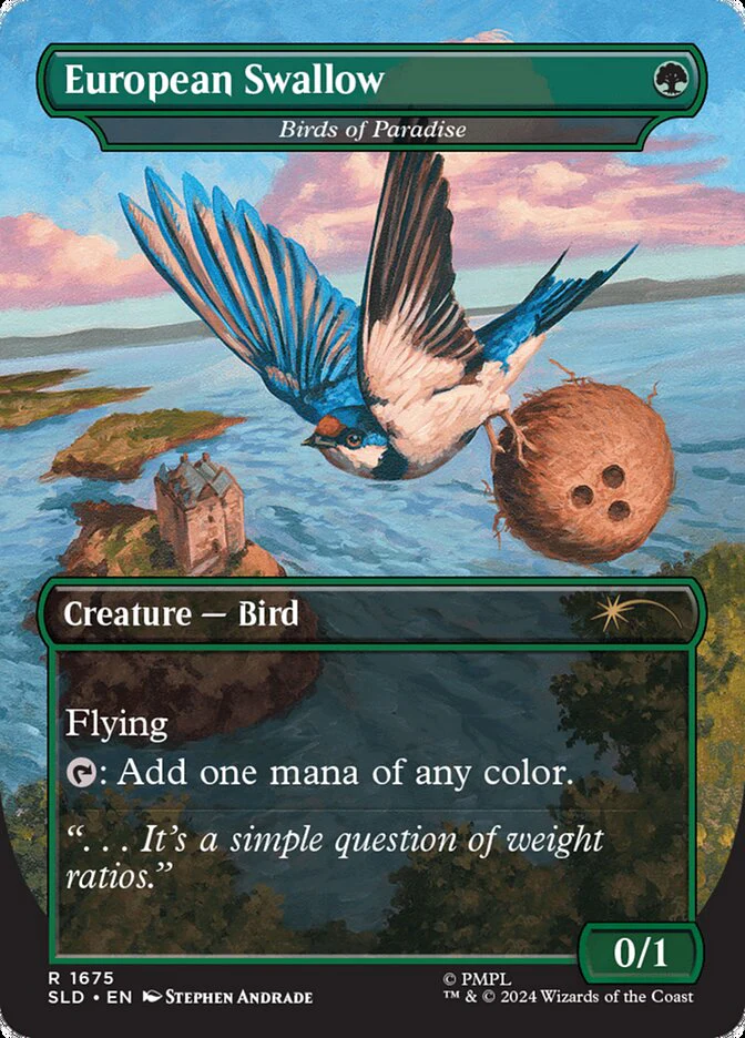 African Swallow // European Swallow - Birds of Paradise // Birds of Paradise - [Foil, Borderless] Secret Lair Drop (SLD)