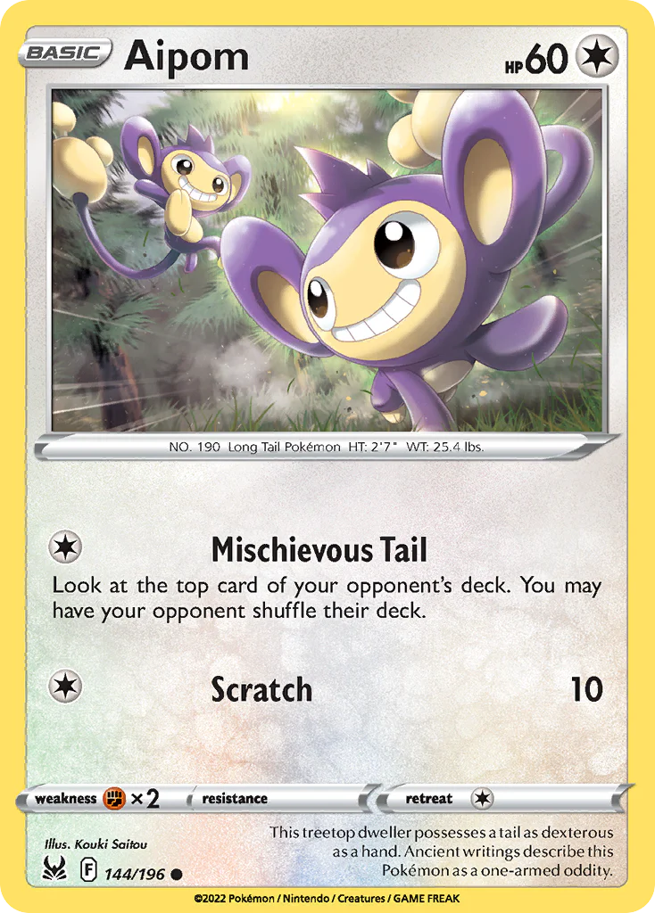 Aipom (144/196) - [Reverse Holo] Lost Origin (LOR)