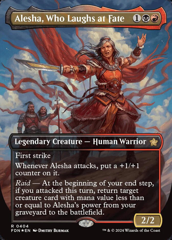 Alesha, Who Laughs at Fate - [Mana Foil, Borderless] Foundations (FDN)