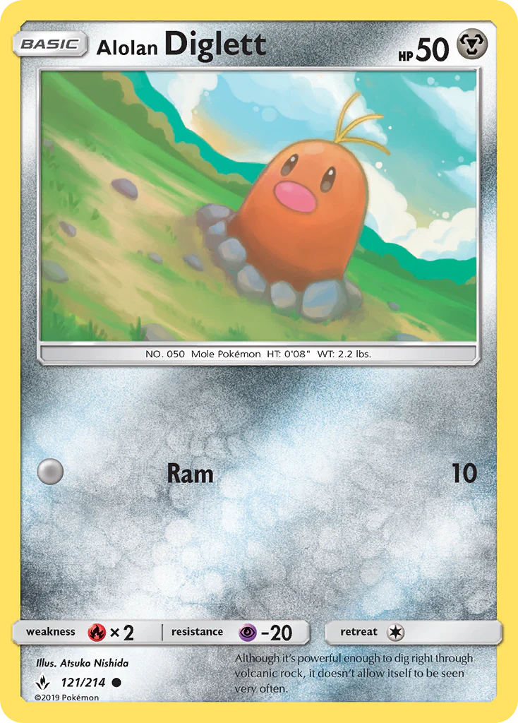 Alolan Diglett (121/214) - [Reverse Holo] Unbroken Bonds (UNB)