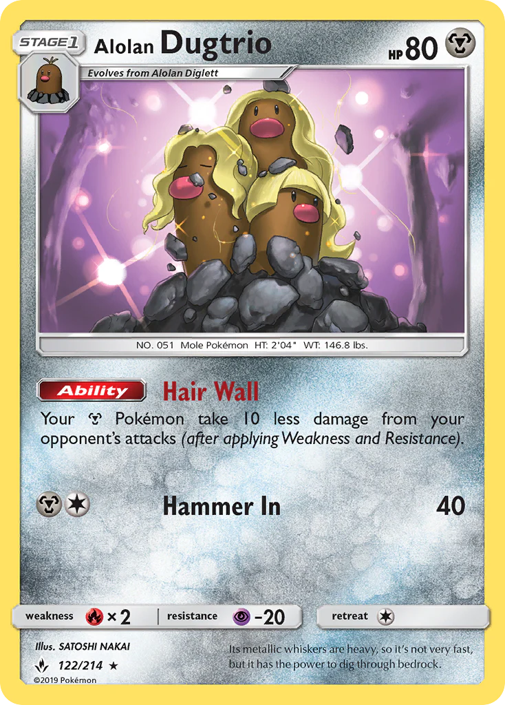 Alolan Dugtrio (122/214) - [Reverse Holo] Unbroken Bonds (UNB)