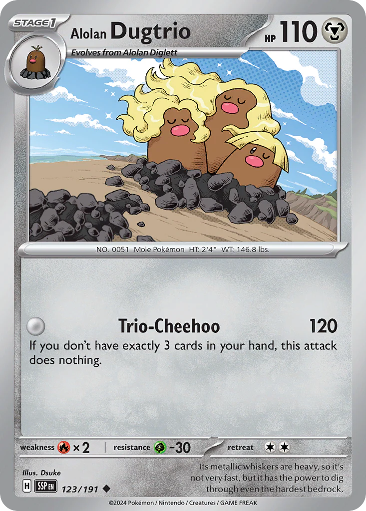 Alolan Dugtrio (123/191) - [Reverse Holo] Surging Sparks (SSP)