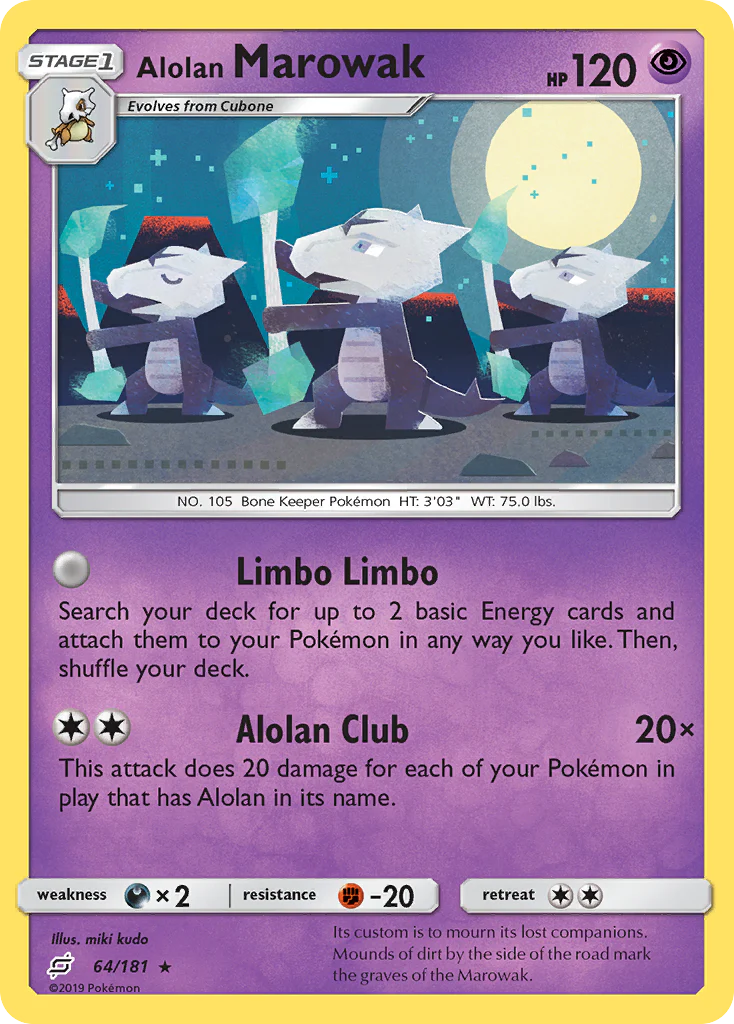 Alolan Marowak (64/181) - [Reverse Holo] Team Up (TEU)