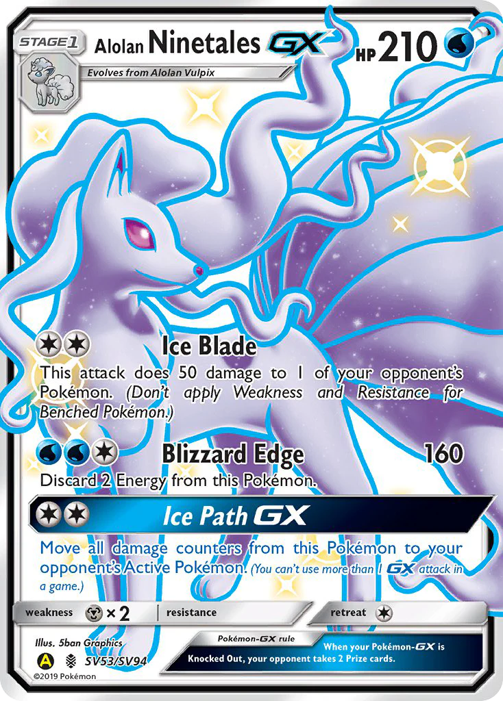 Alolan Ninetales-GX (SV53/94) - [Holo Foil] Hidden Fates Shiny Vault (HIFSV)