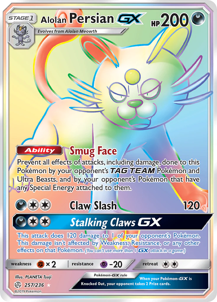 Alolan Persian-GX (257/236) - [Rainbow Holo] Cosmic Eclipse (CEC)