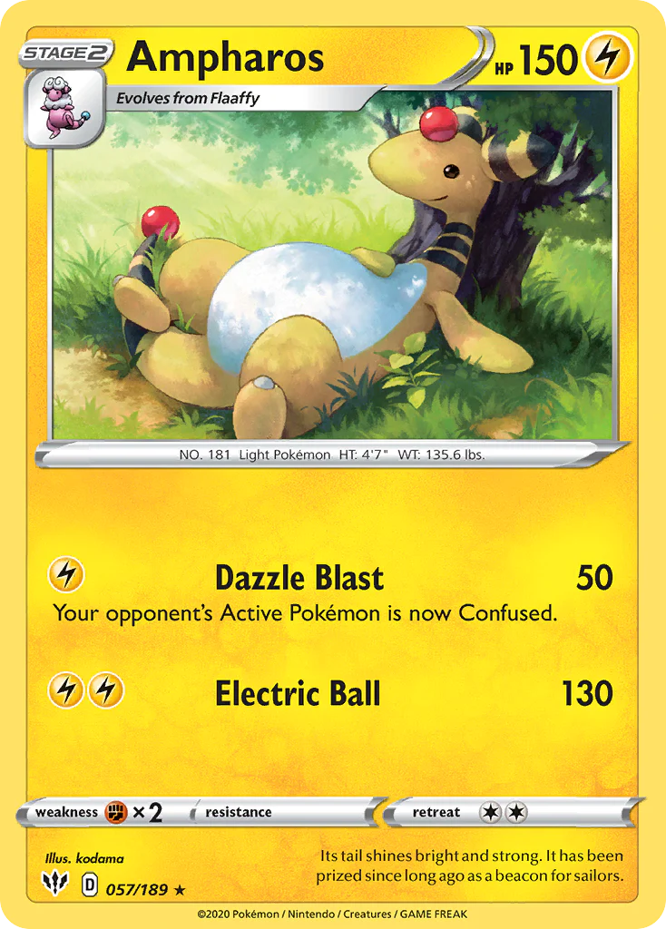 Ampharos (57/189) - [Reverse Holo] Darkness Ablaze (DAA)