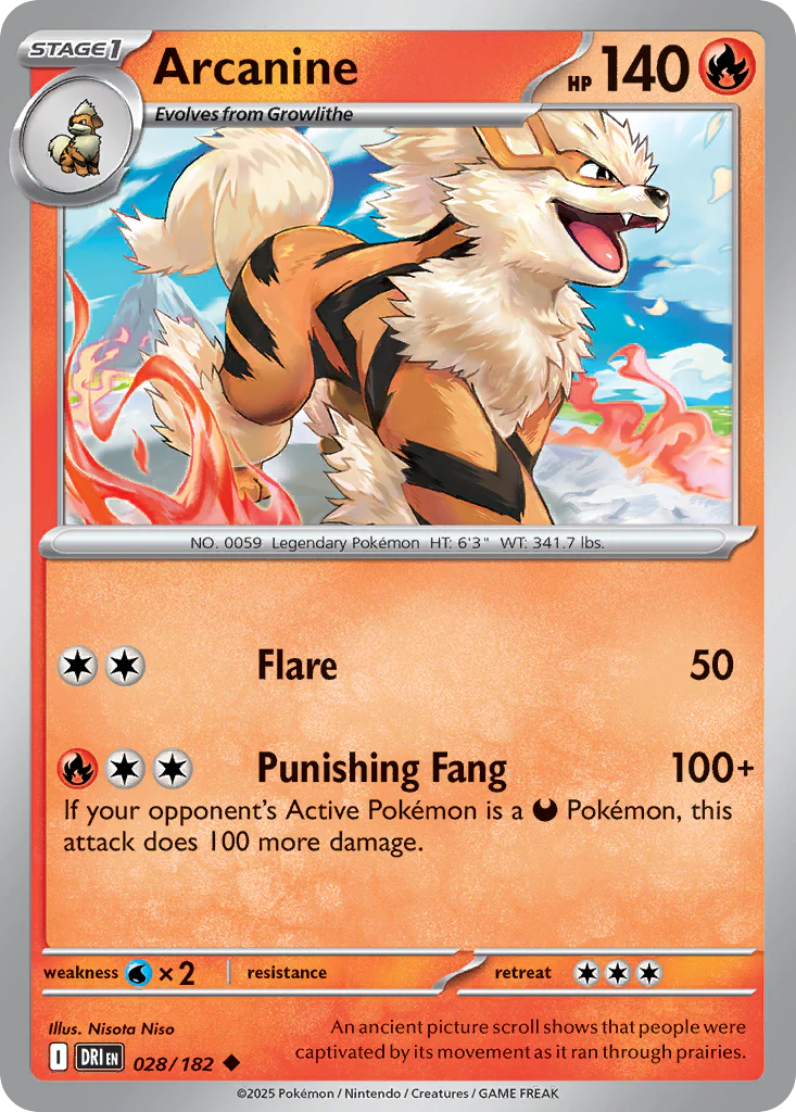 Arcanine (28/182) - [Reverse Holo] Destined Rivals (DRI)