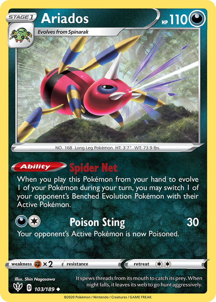 Ariados (103/189) - [Reverse Holo] Darkness Ablaze (DAA)
