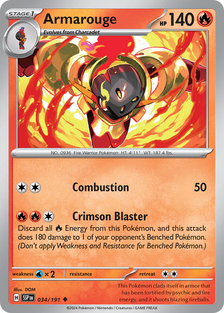 Armarouge (34/191) - [Reverse Holo] Surging Sparks (SSP)