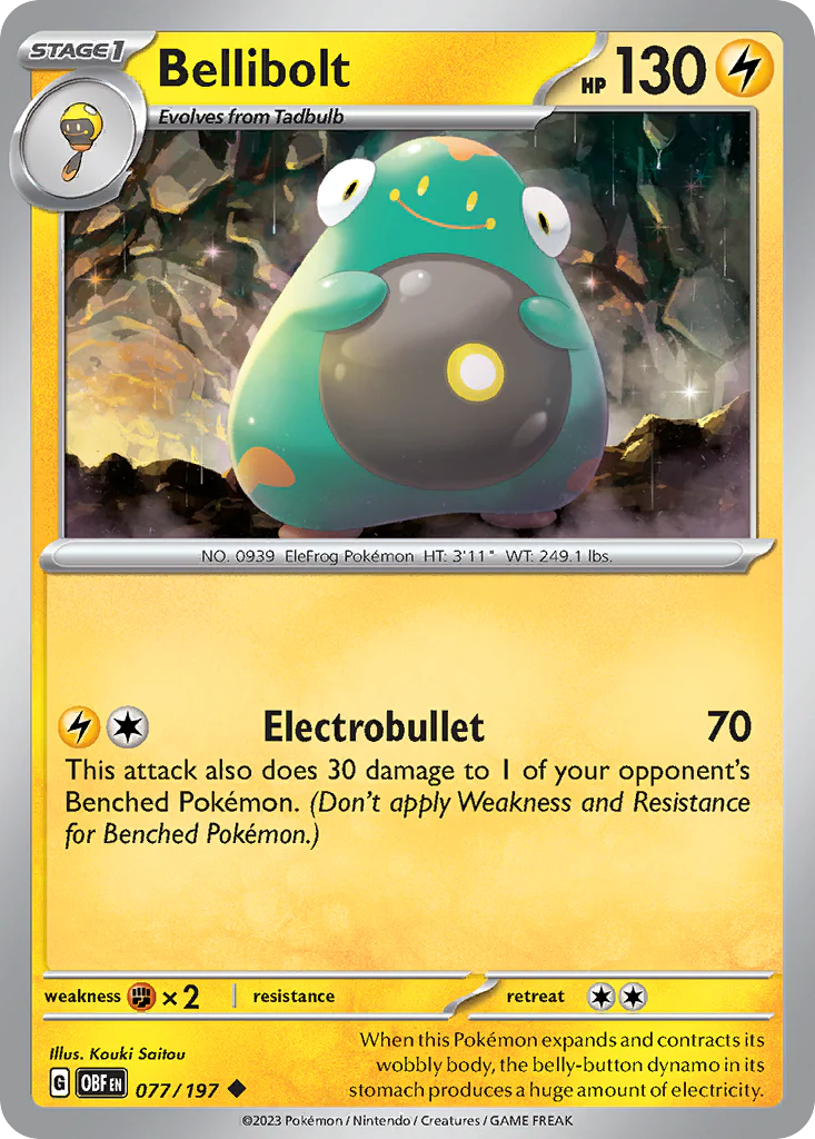 Bellibolt (77/197) - [Reverse Holo] Obsidian Flames (OBF)