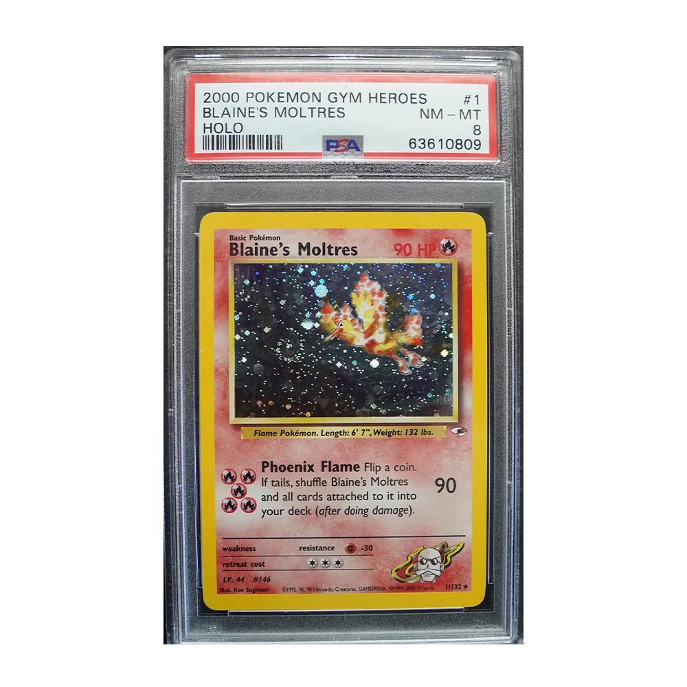 Blaine's Moltres [Holo, Graded PSA 8] - Gym Heroes (G1)
