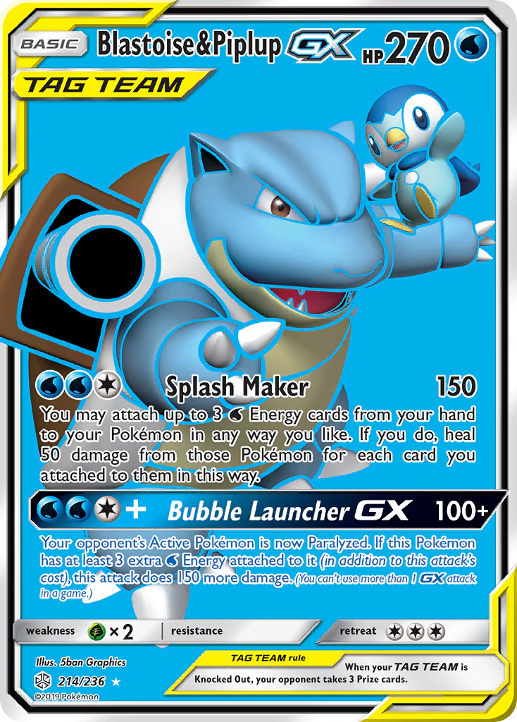 Blastoise & Piplup-GX (214/236) - [Full Art] Cosmic Eclipse (CEC)