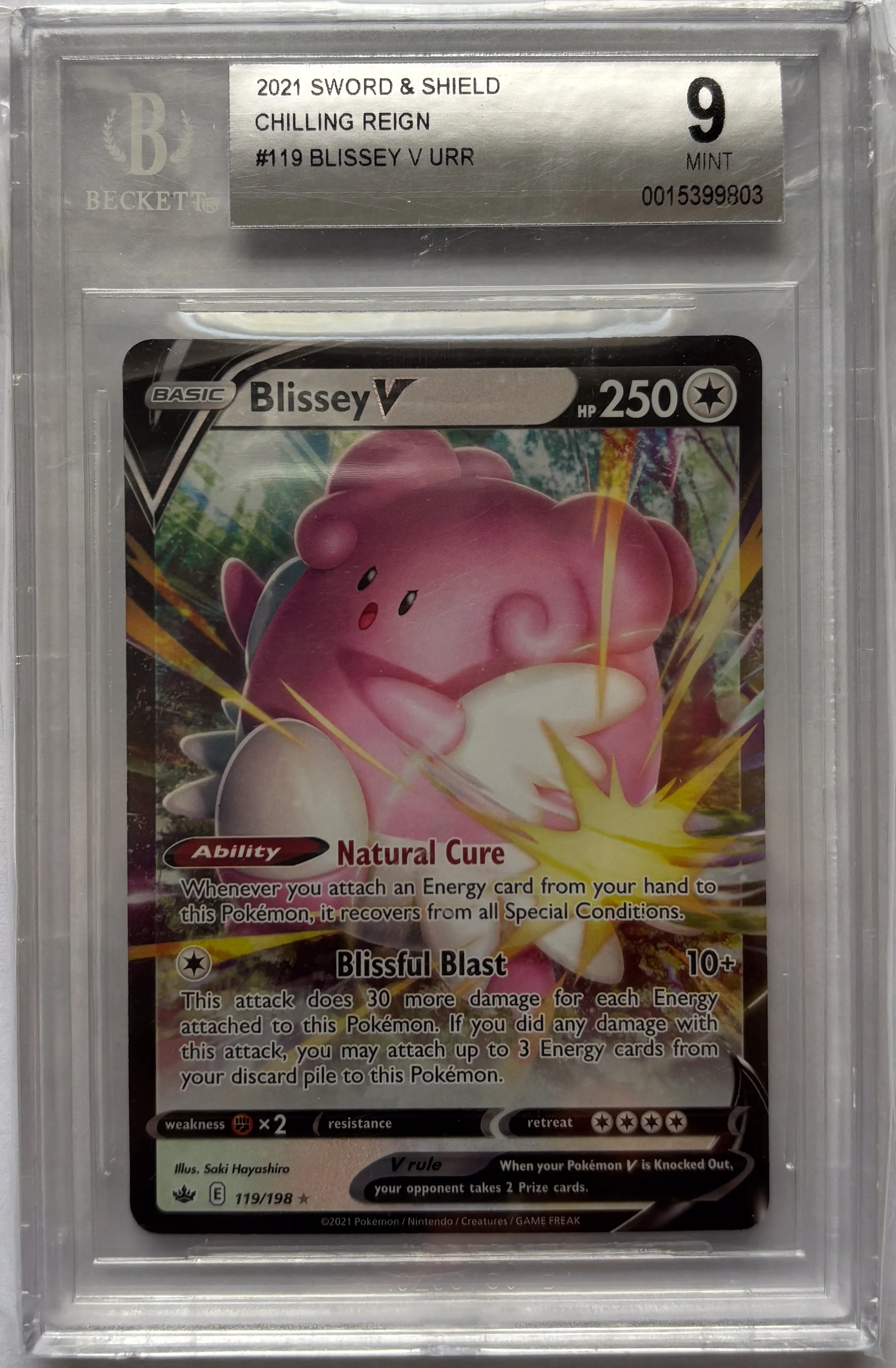Blissey V #SWSH06 - [Holo, Graded BGS 9] Chilling Reign (SWSH06)