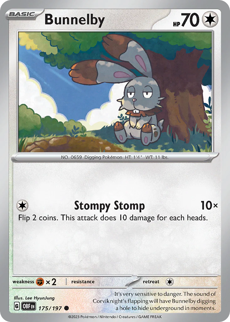 Bunnelby (175/197) - [Reverse Holo] Obsidian Flames (OBF)
