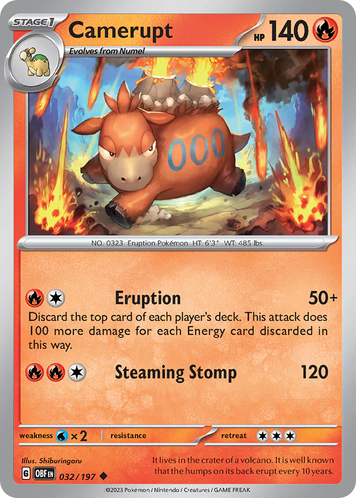 Camerupt (32/197) - [Reverse Holo] Obsidian Flames (OBF)