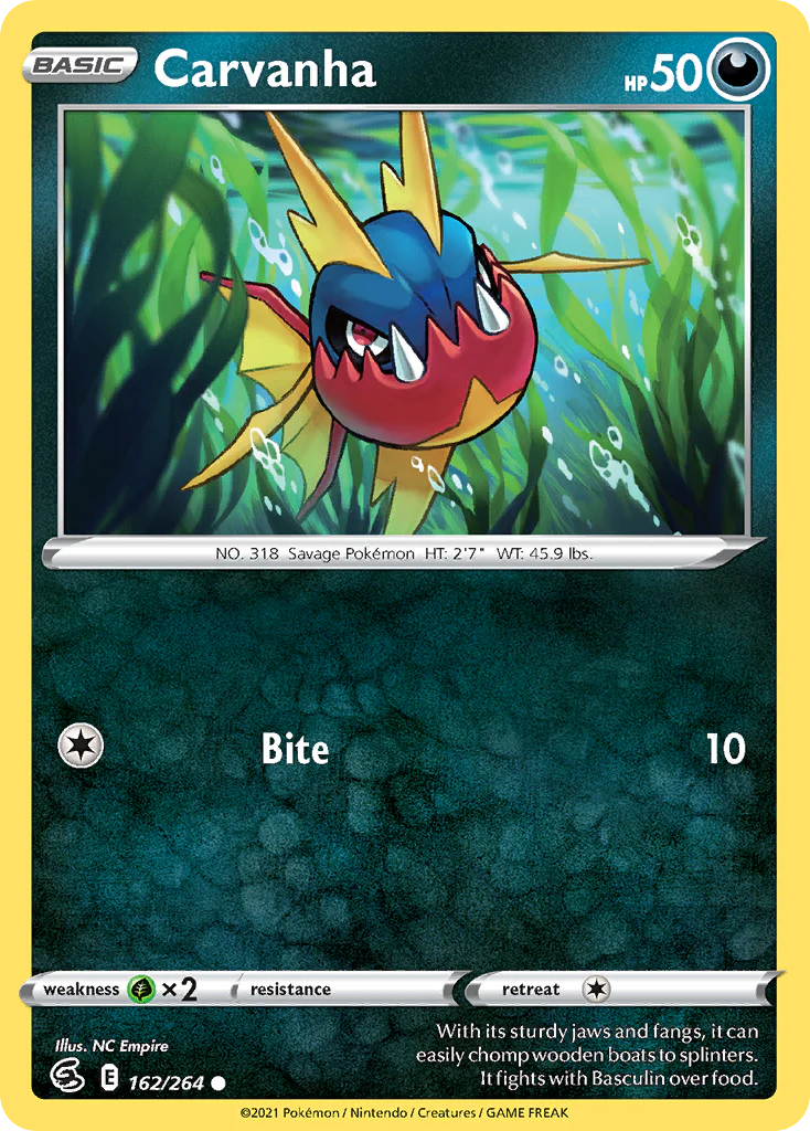 Carvanha (162/264) - [Reverse Holo] Fusion Strike (FST)