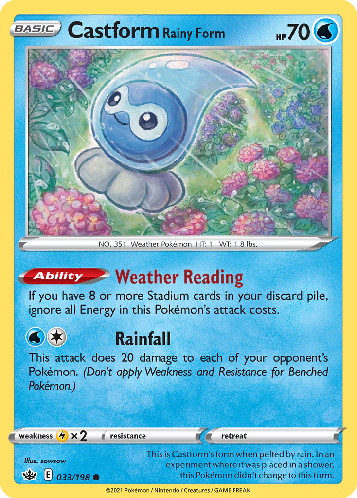 Castform Rainy Form (33/198) - [Reverse Holo] Chilling Reign (CRE)
