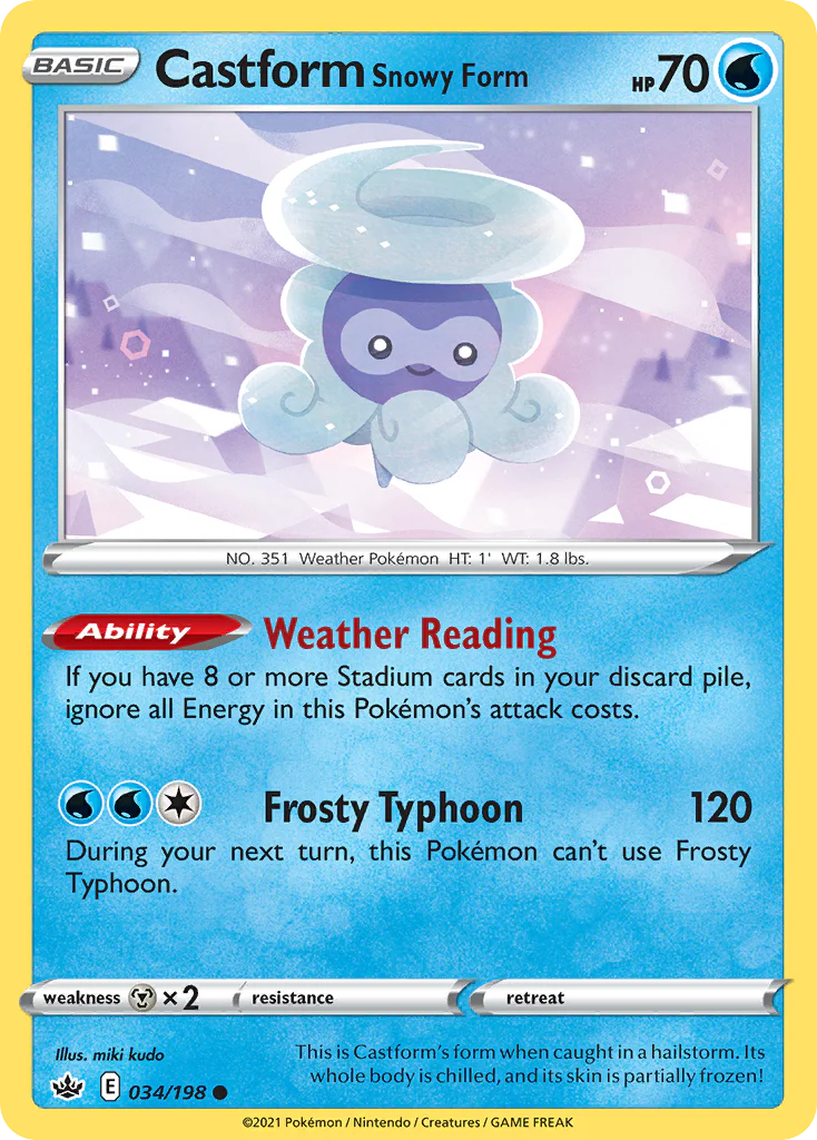 Castform Snowy Form (34/198) - [Reverse Holo] Chilling Reign (CRE)