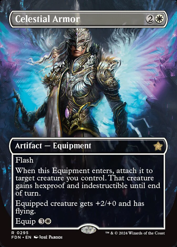 Celestial Armor - [Foil, Borderless] Foundations (FDN)