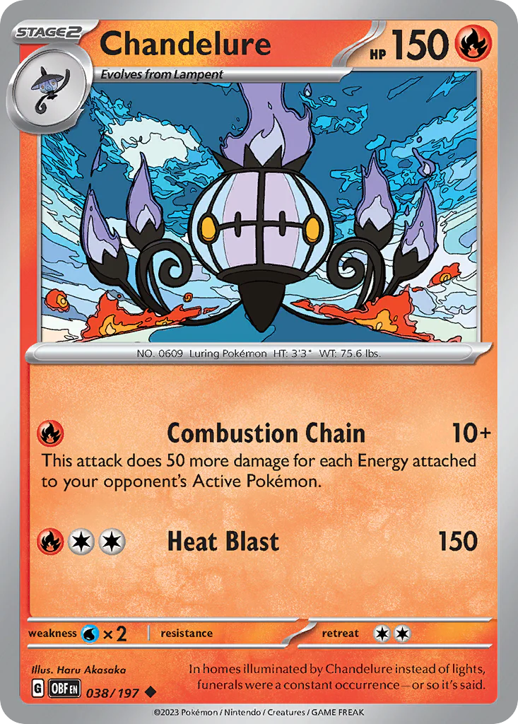 Chandelure (38/197) - [Reverse Holo] Obsidian Flames (OBF)