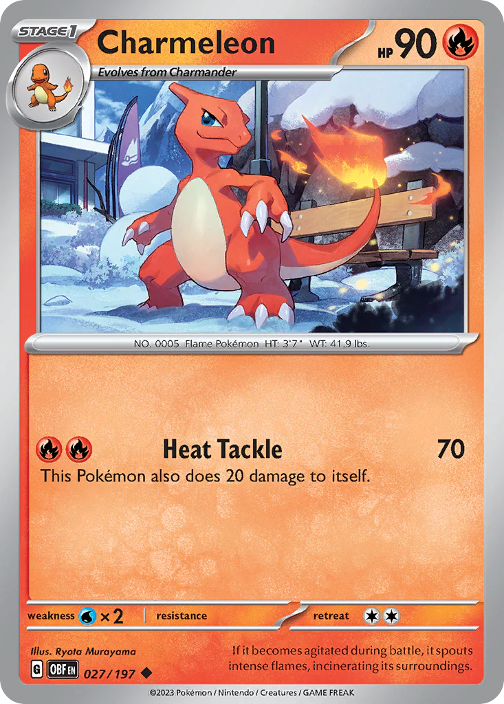 Charmeleon (27/197) - [Reverse Holo] Obsidian Flames (OBF)