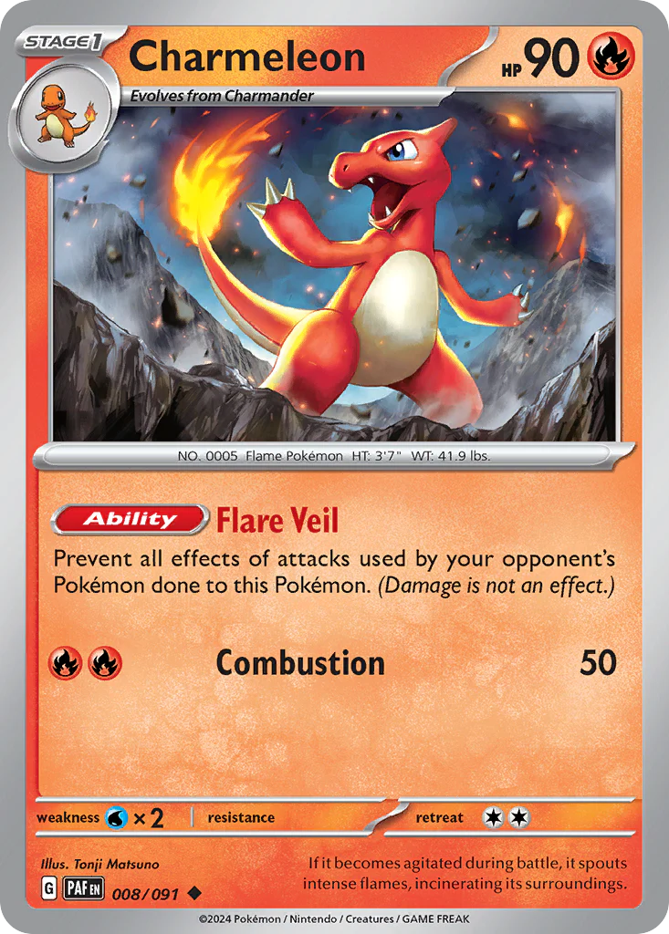 Charmeleon (8/91) - [Reverse Holo] Paldean Fates (PAF)