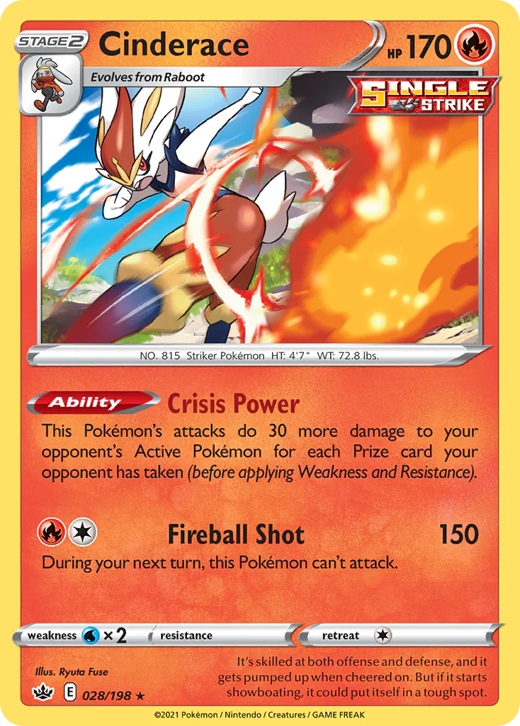 Cinderace (28/198) - [Reverse Holo] Chilling Reign (CRE)