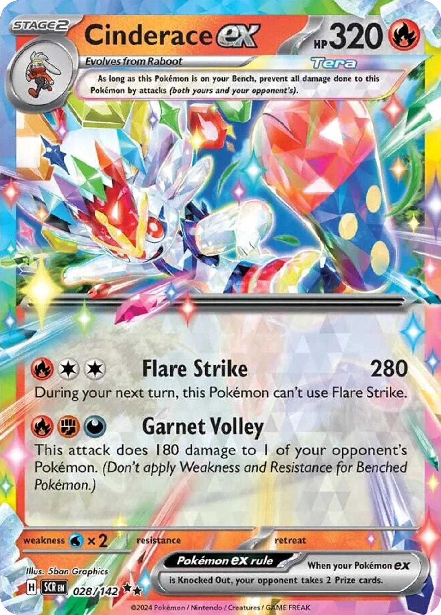 Cinderace ex (28/142) - [Holo Foil] Stellar Crown (SCR)
